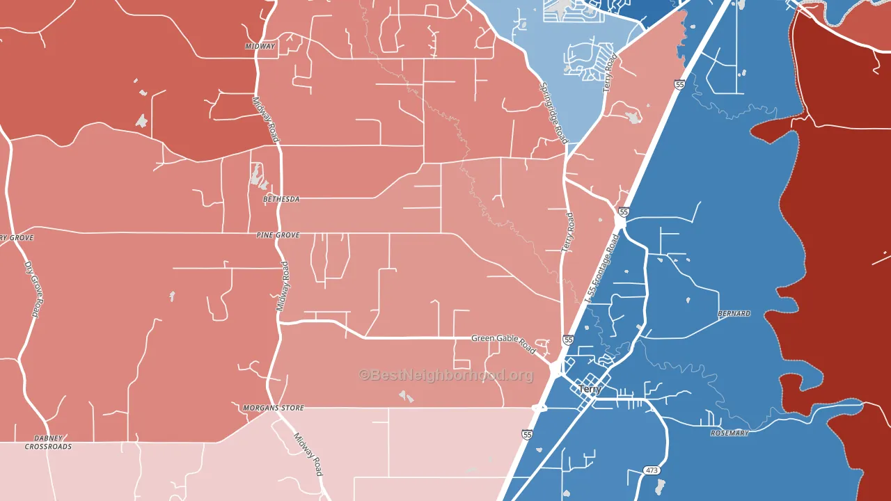 39170, MS block-group political-lean map