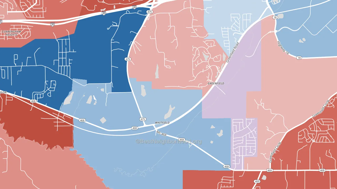 39193, MS block-group political-lean map