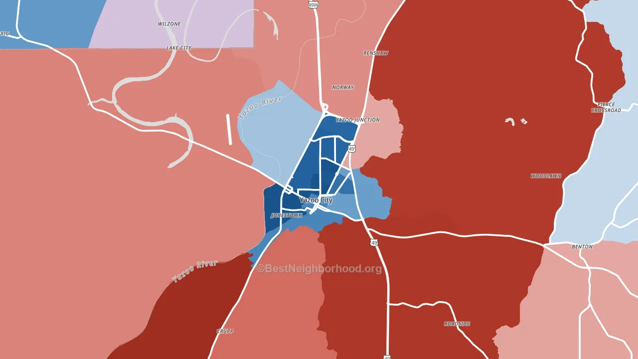 39194, MS block-group political-lean map