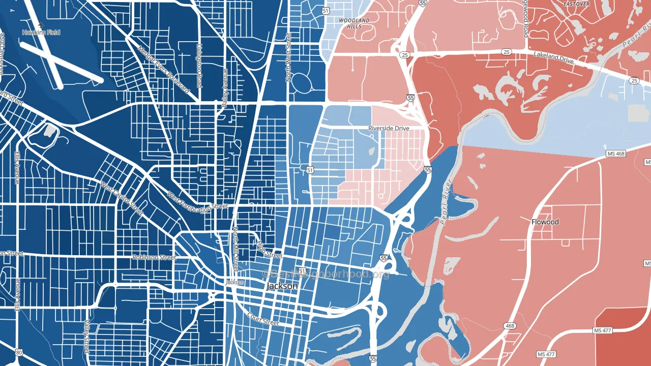 39202, MS block-group political-lean map