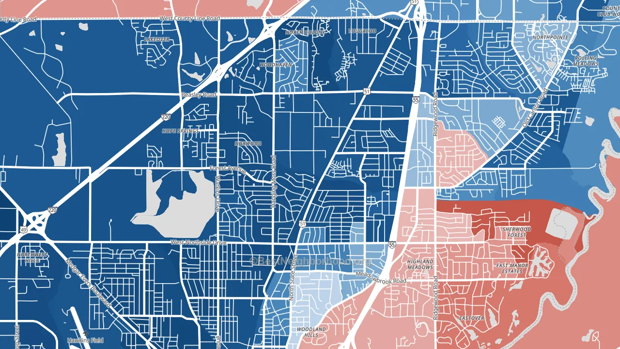 39206, MS block-group political-lean map