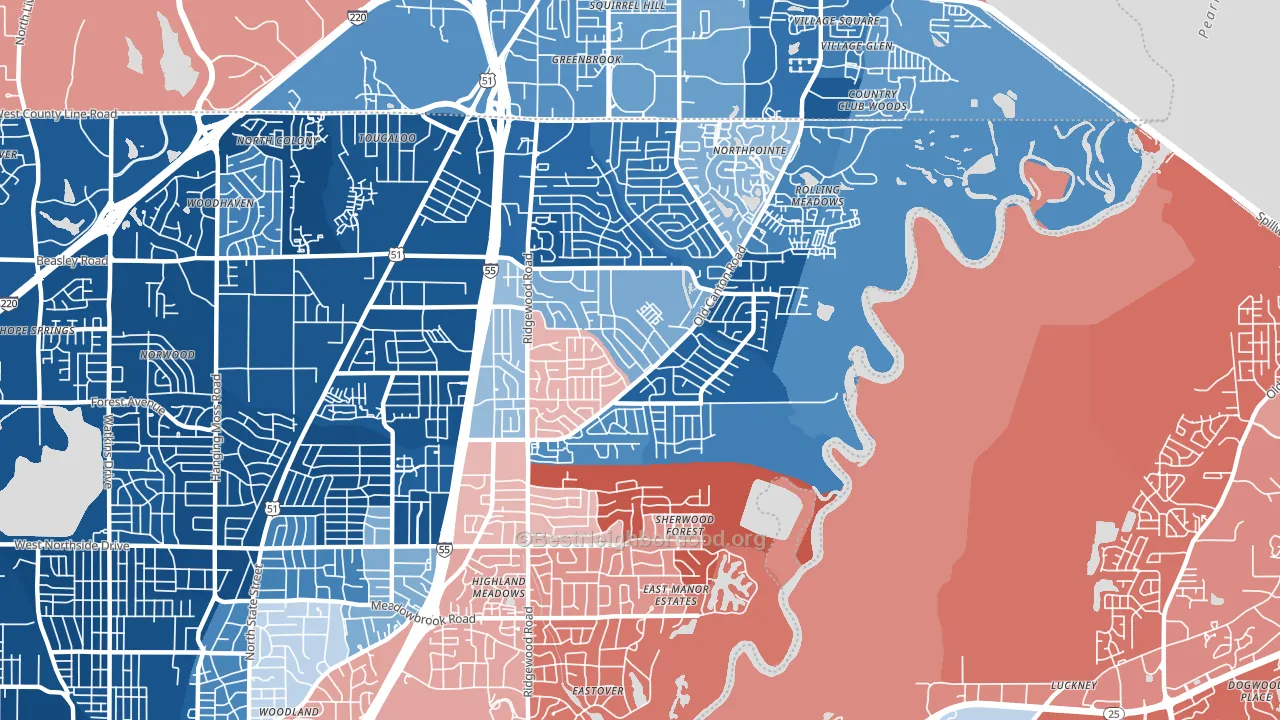 39211, MS block-group political-lean map