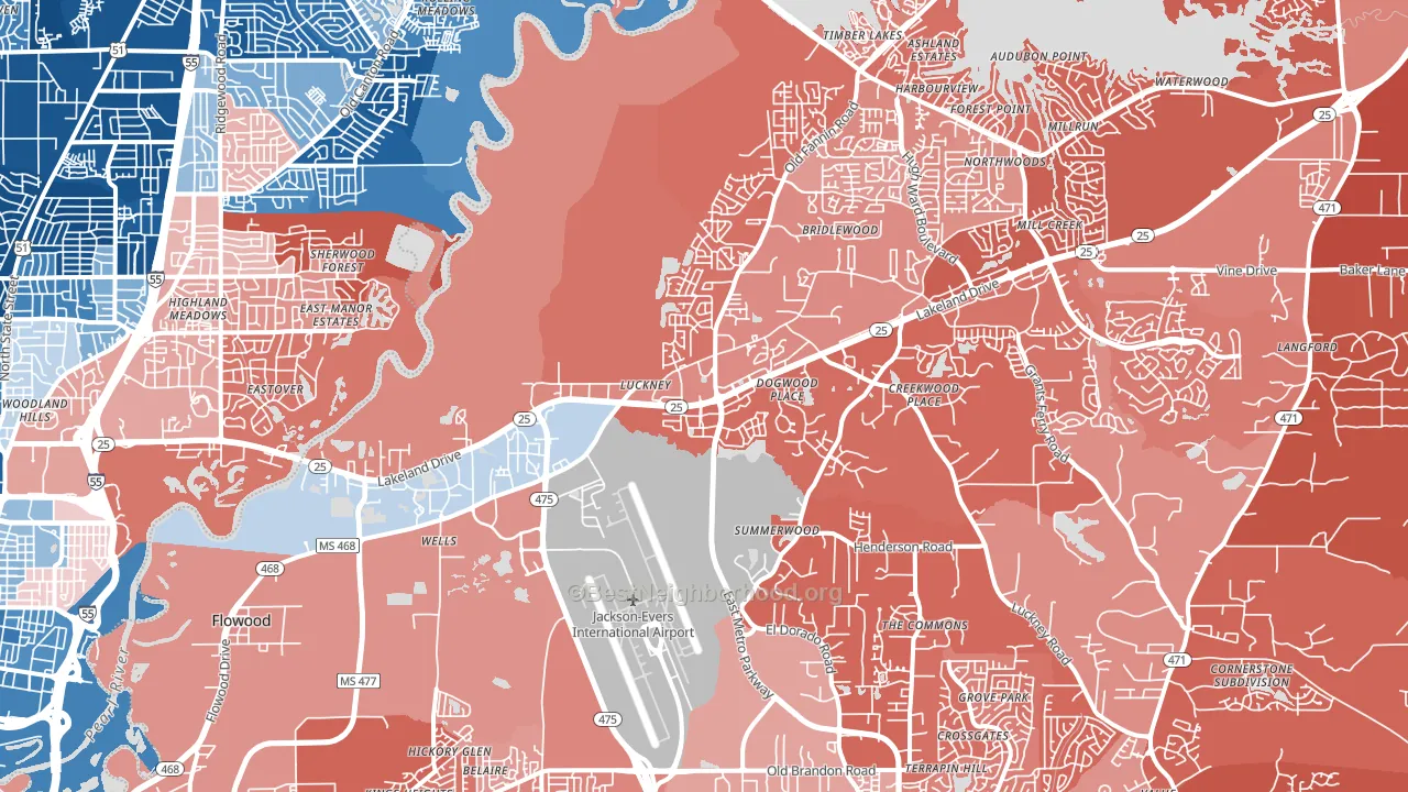 39232, MS block-group political-lean map