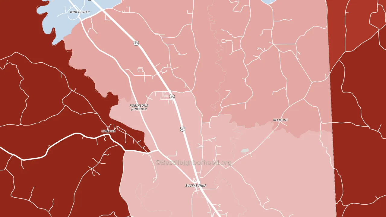 39322, MS block-group political-lean map