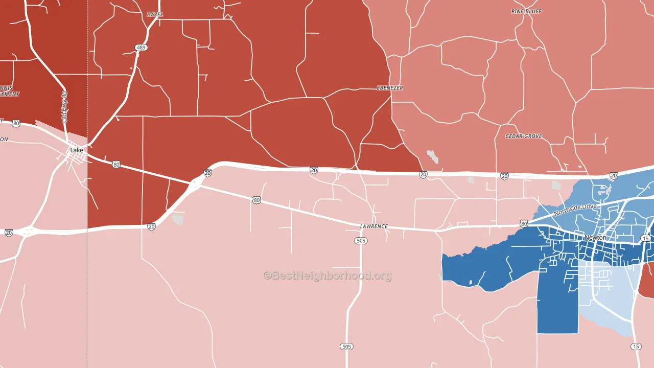 39336, MS block-group political-lean map