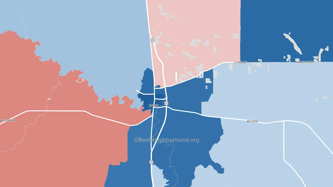 39341, MS block-group political-lean map