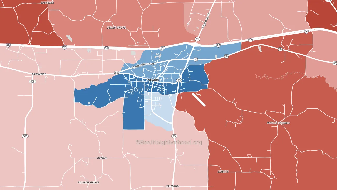 39345, MS block-group political-lean map