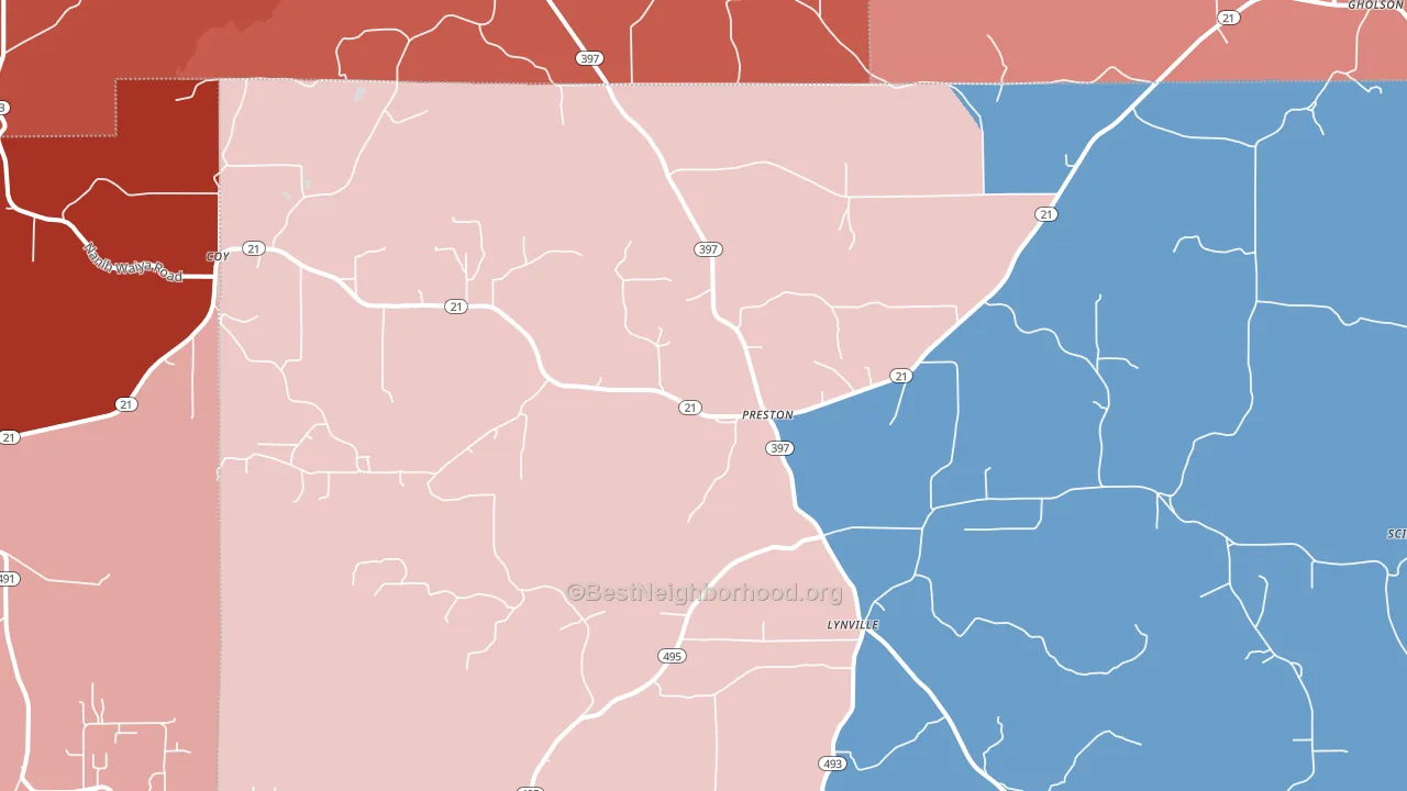 39354, MS block-group political-lean map