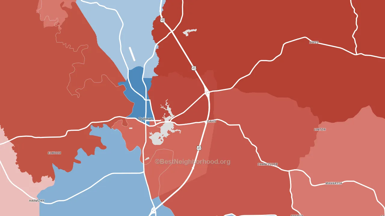 39355, MS block-group political-lean map