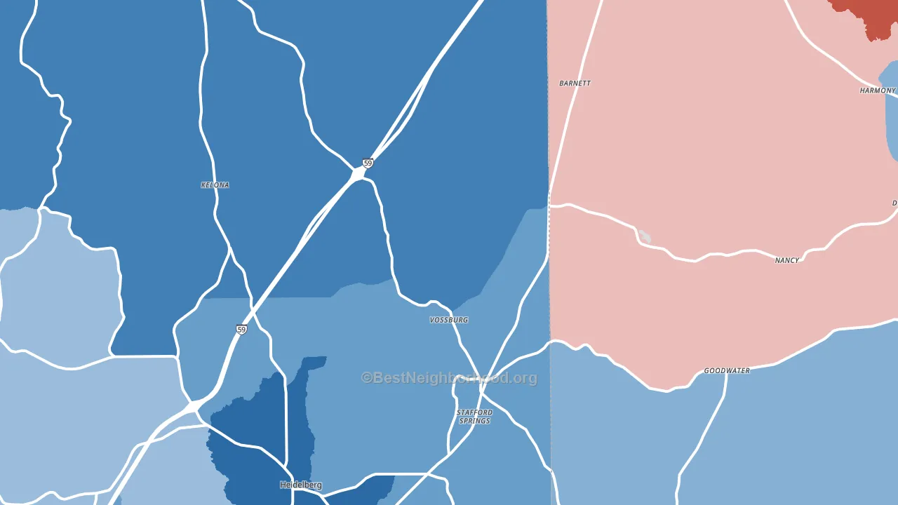 39366, MS block-group political-lean map