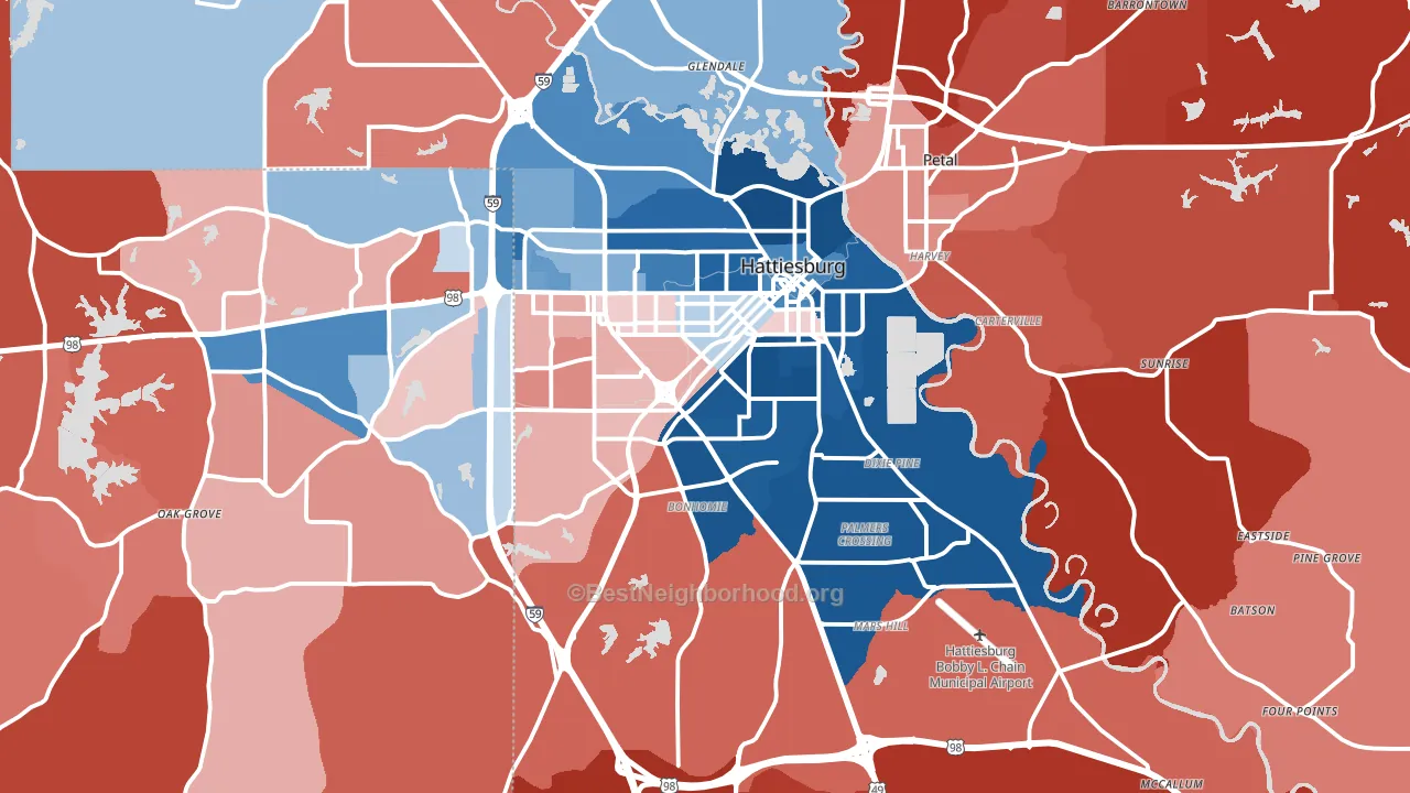 39401, MS block-group political-lean map