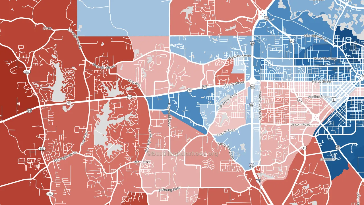 39402, MS block-group political-lean map