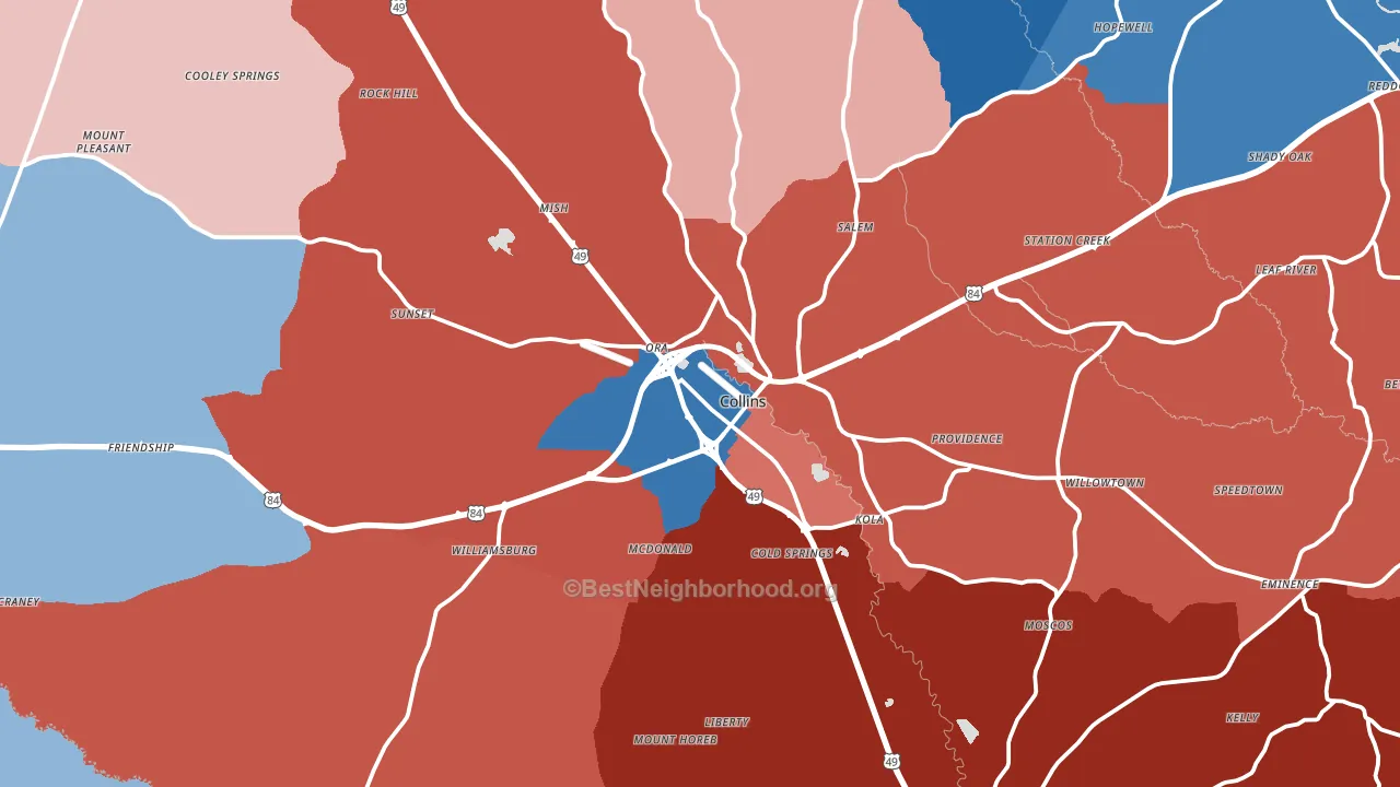 39428, MS block-group political-lean map