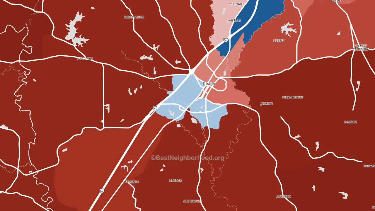 39437, MS block-group political-lean map