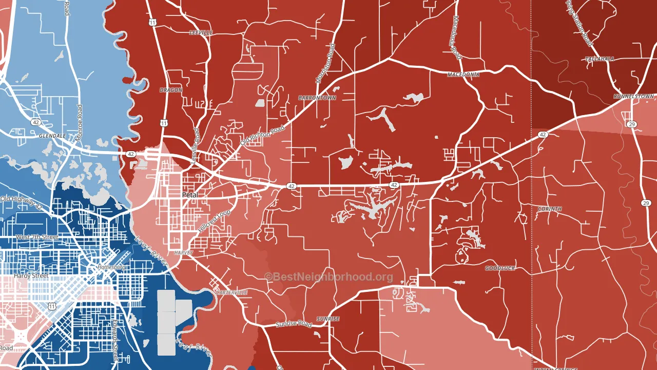 39465, MS block-group political-lean map