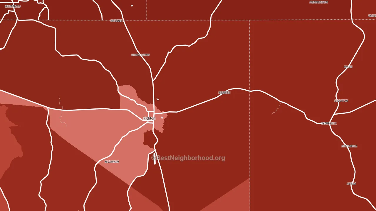 39476, MS block-group political-lean map