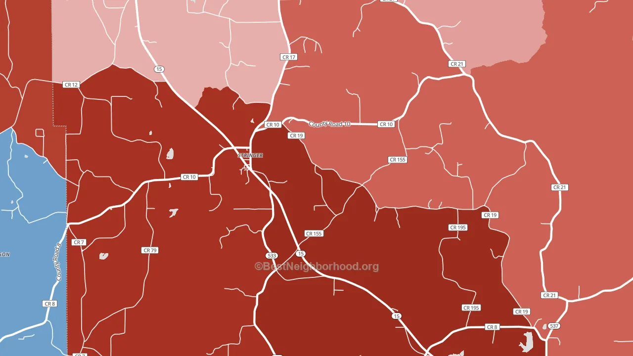 39481, MS block-group political-lean map