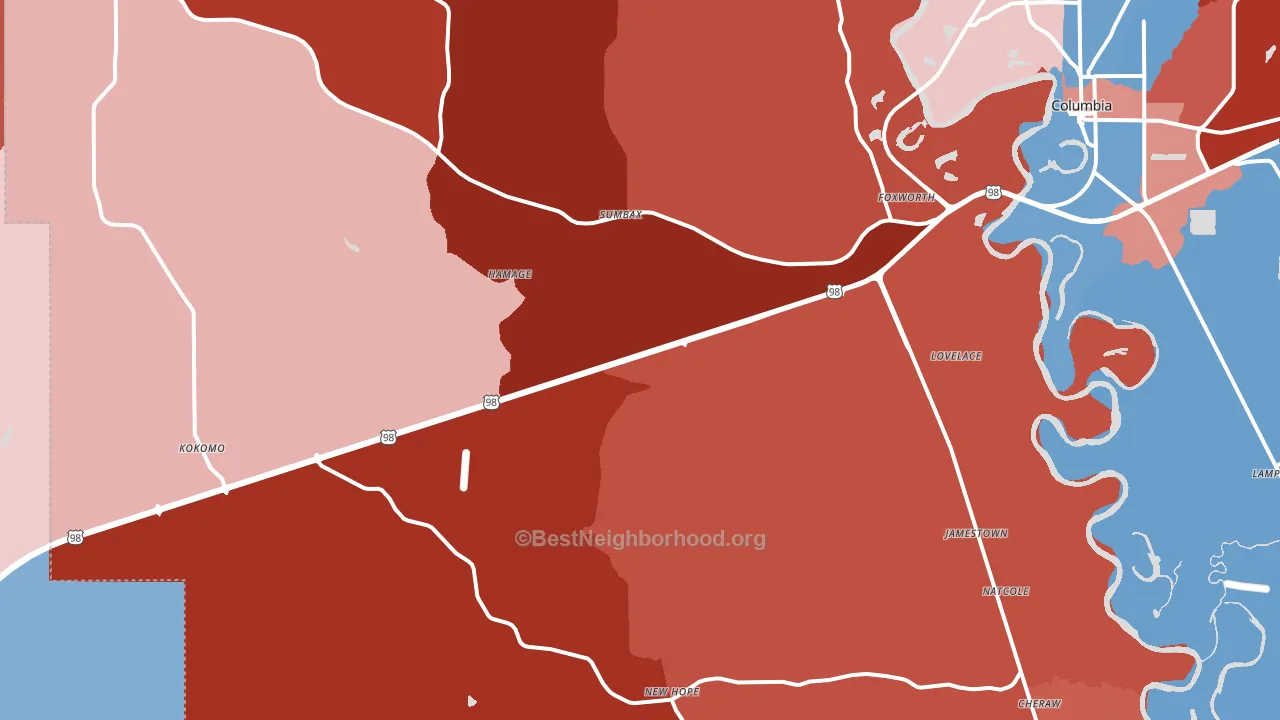 39483, MS block-group political-lean map