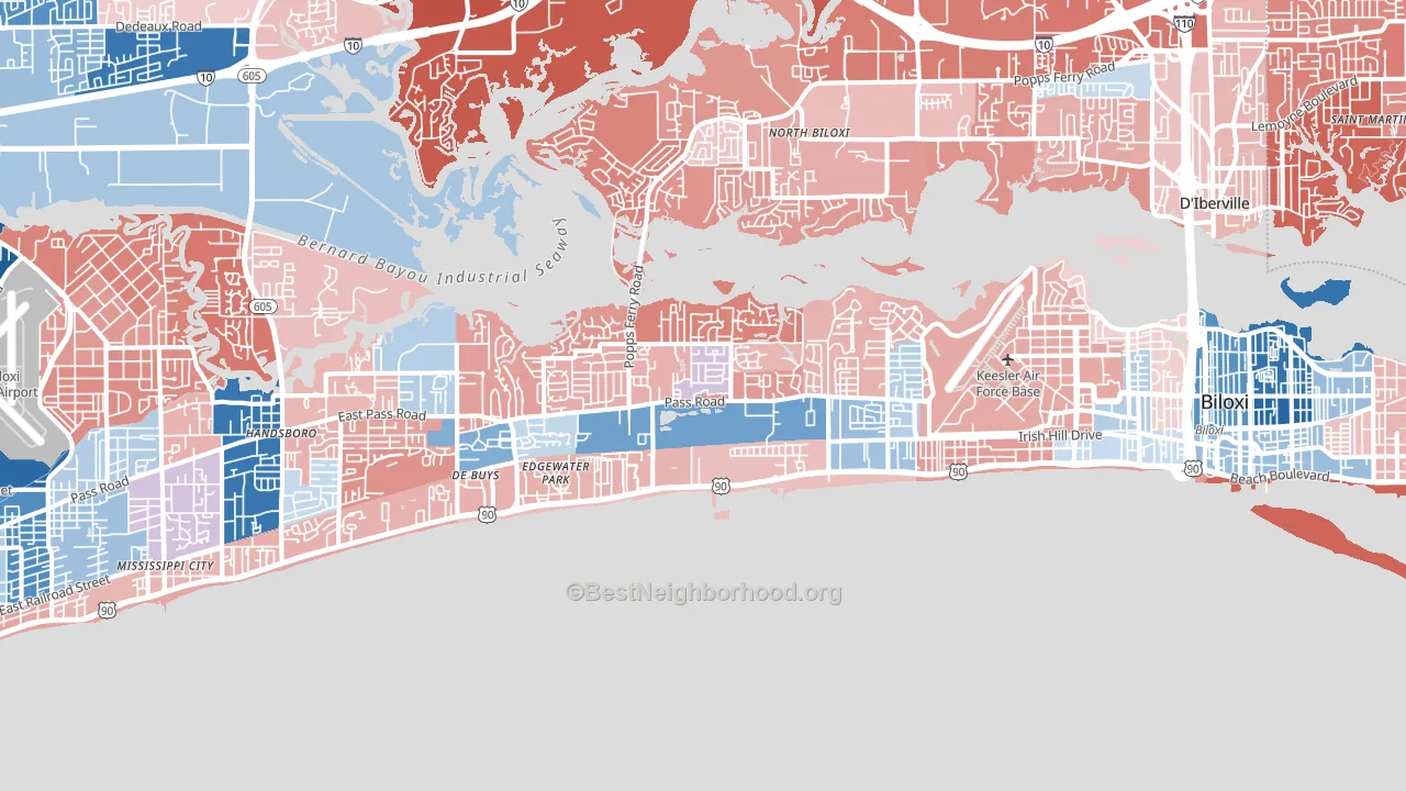 39531, MS block-group political-lean map