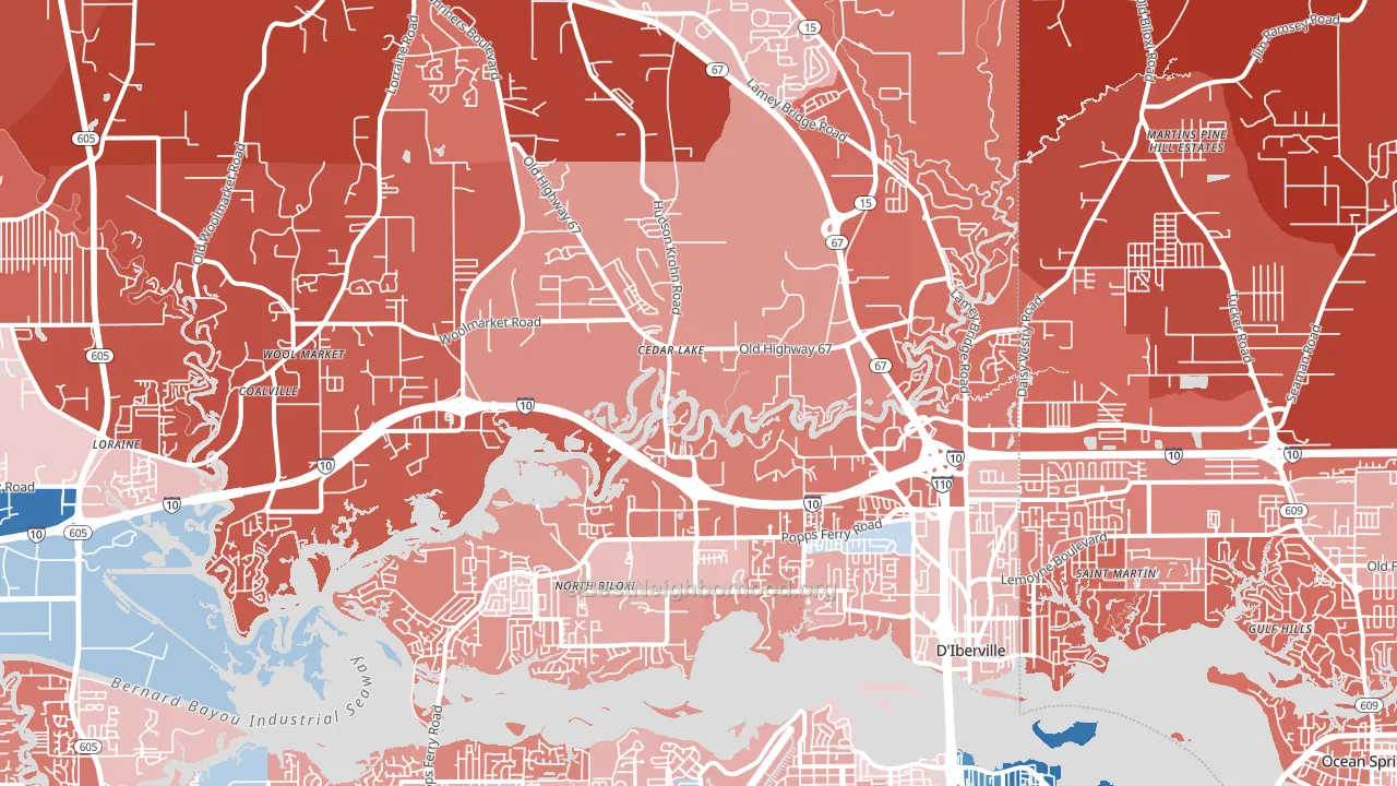 39532, MS block-group political-lean map