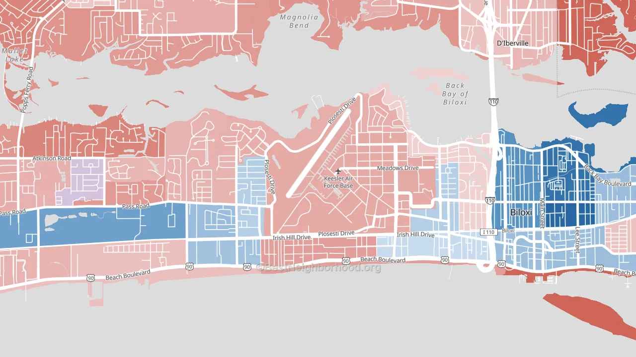 39534, MS block-group political-lean map