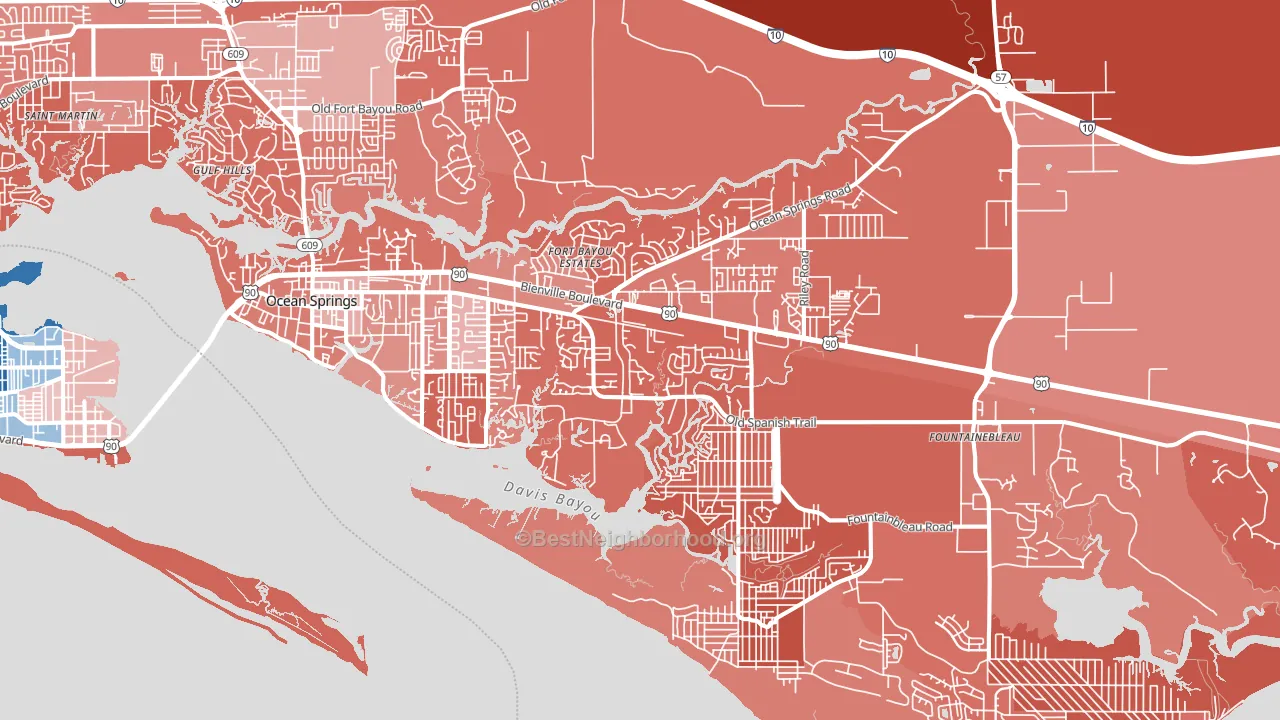 39564, MS block-group political-lean map