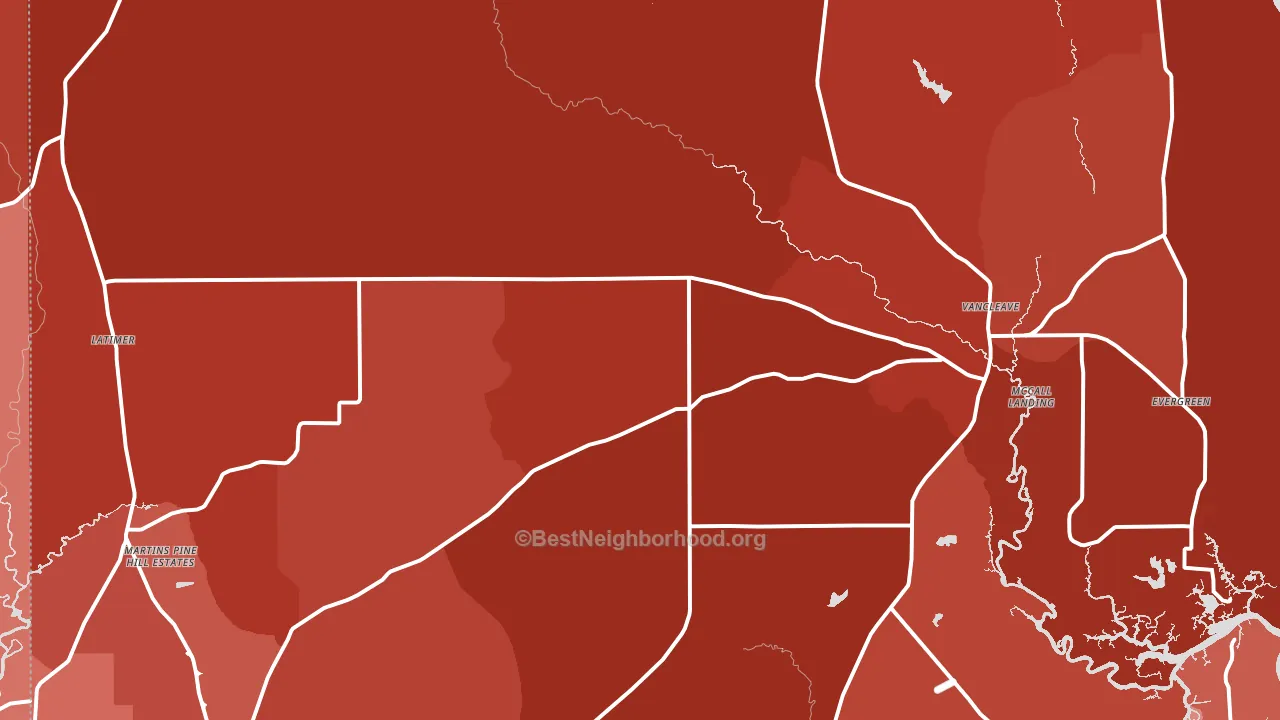 39565, MS block-group political-lean map