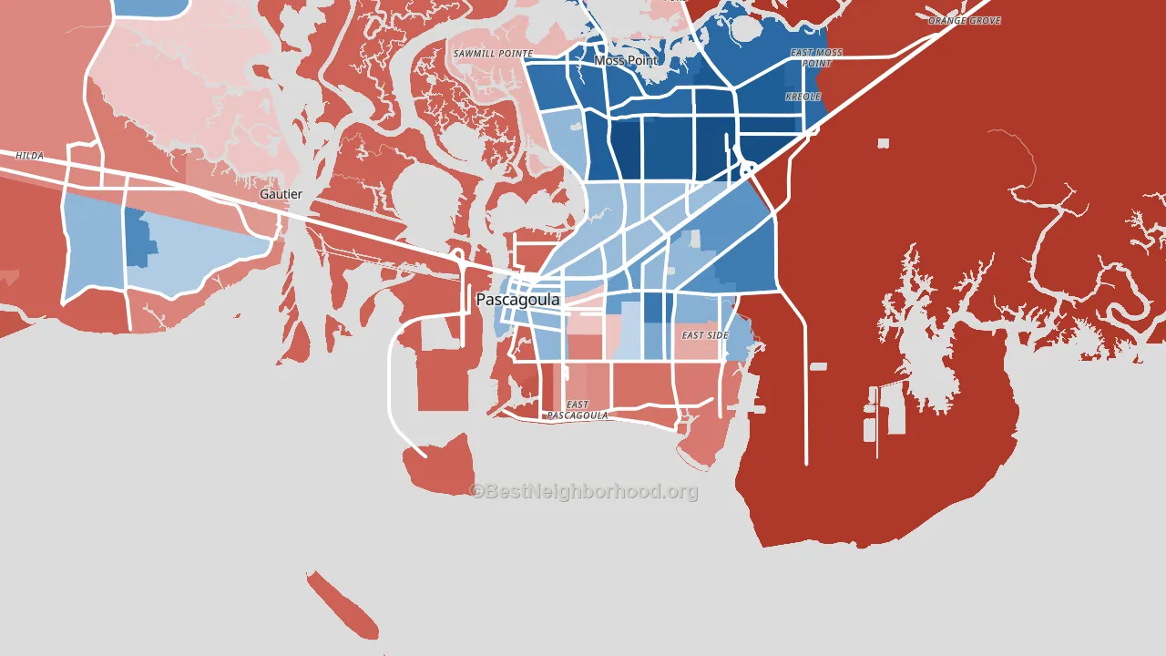 39567, MS block-group political-lean map