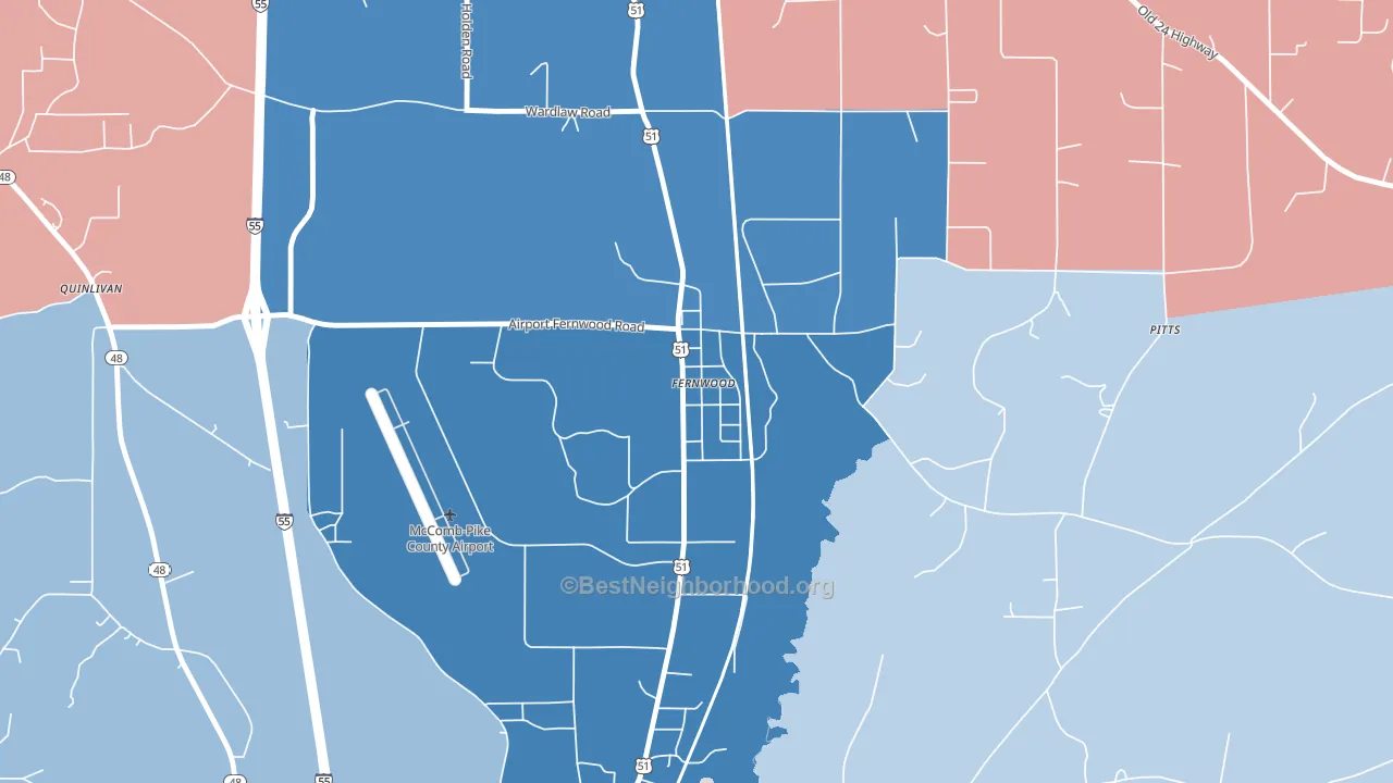 39635, MS block-group political-lean map