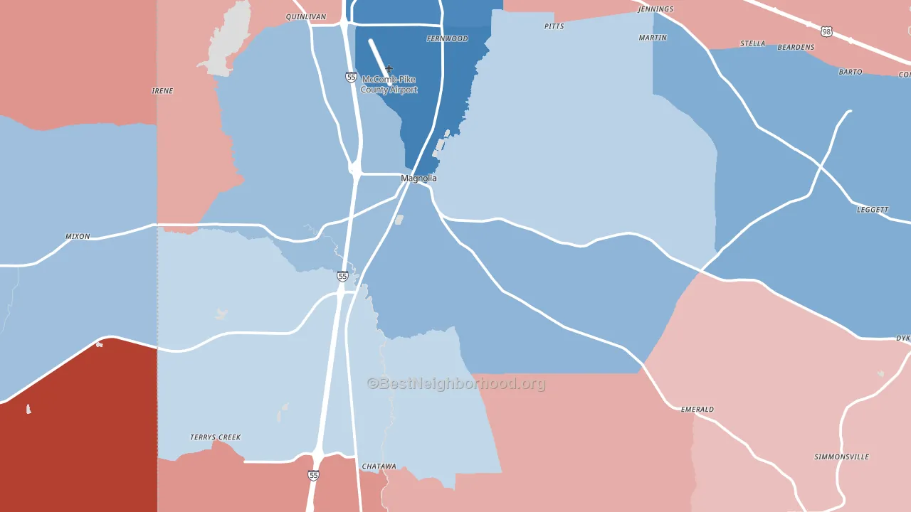39652, MS block-group political-lean map