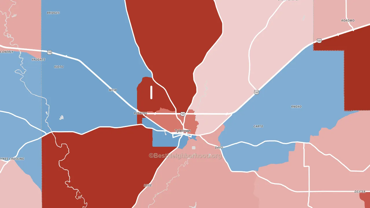 39667, MS block-group political-lean map