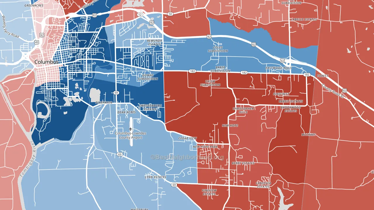 39702, MS block-group political-lean map