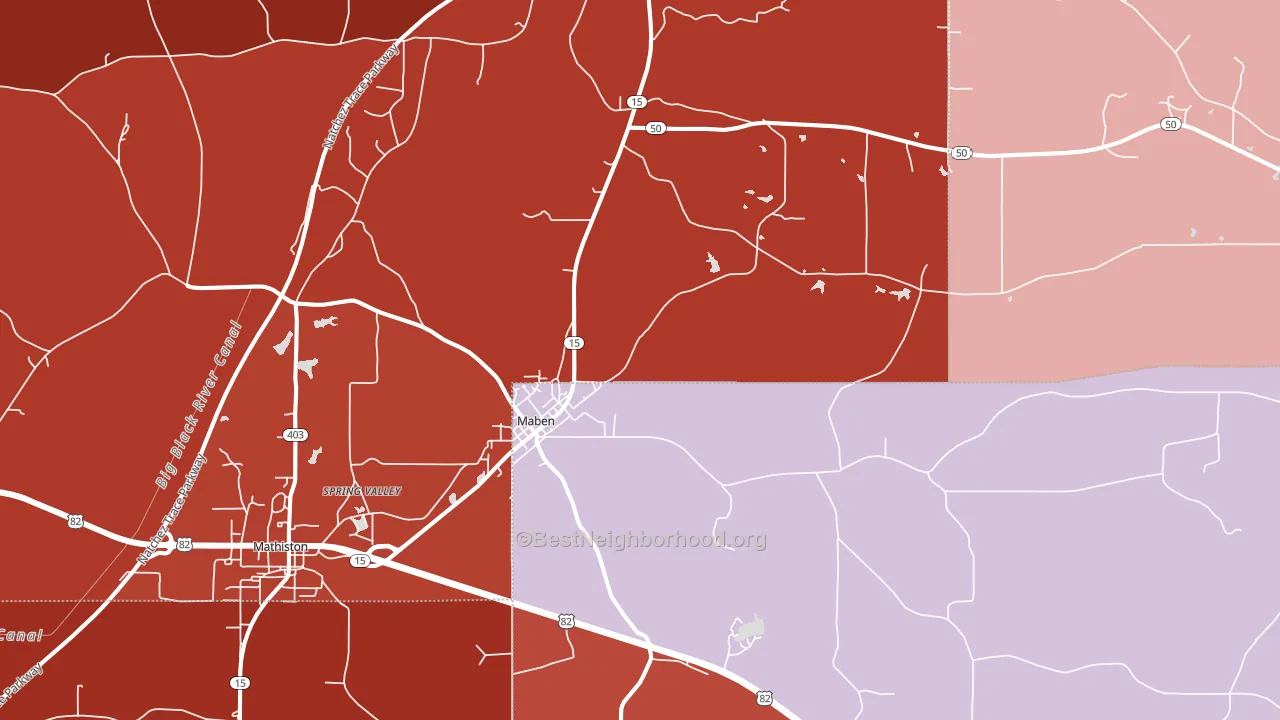 39750, MS block-group political-lean map