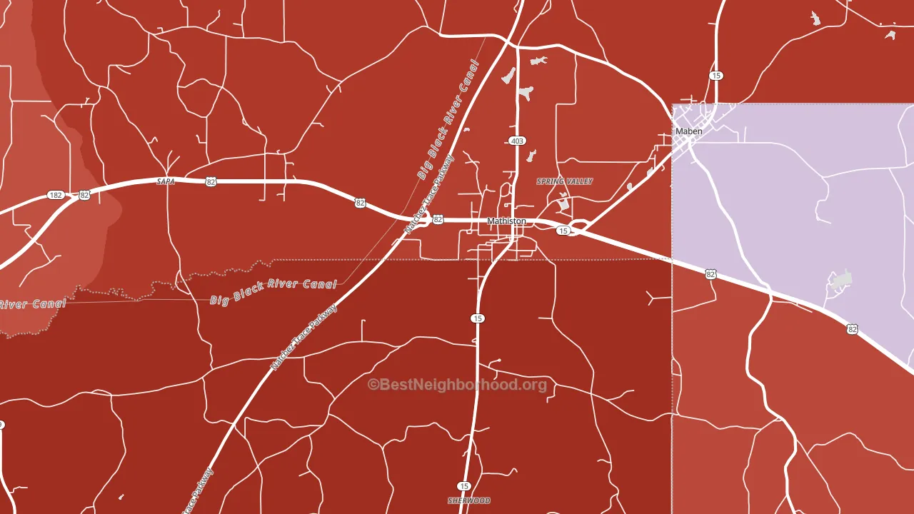 39752, MS block-group political-lean map