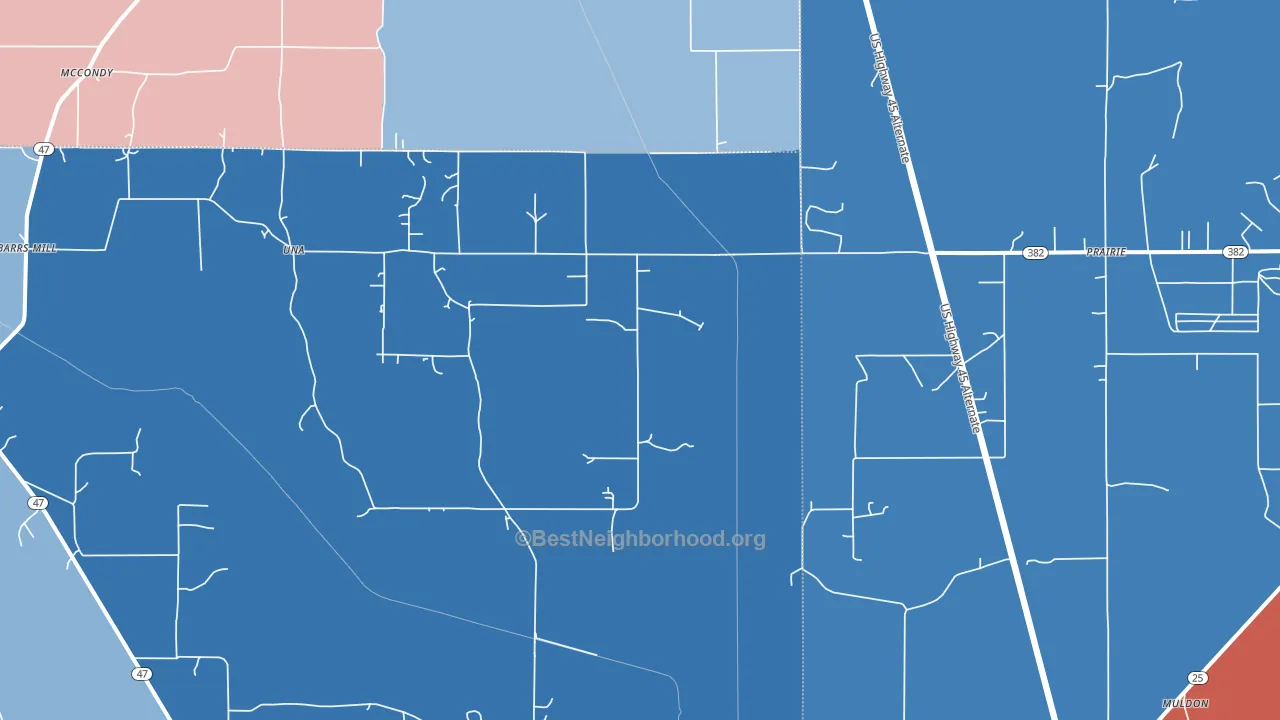 39756, MS block-group political-lean map