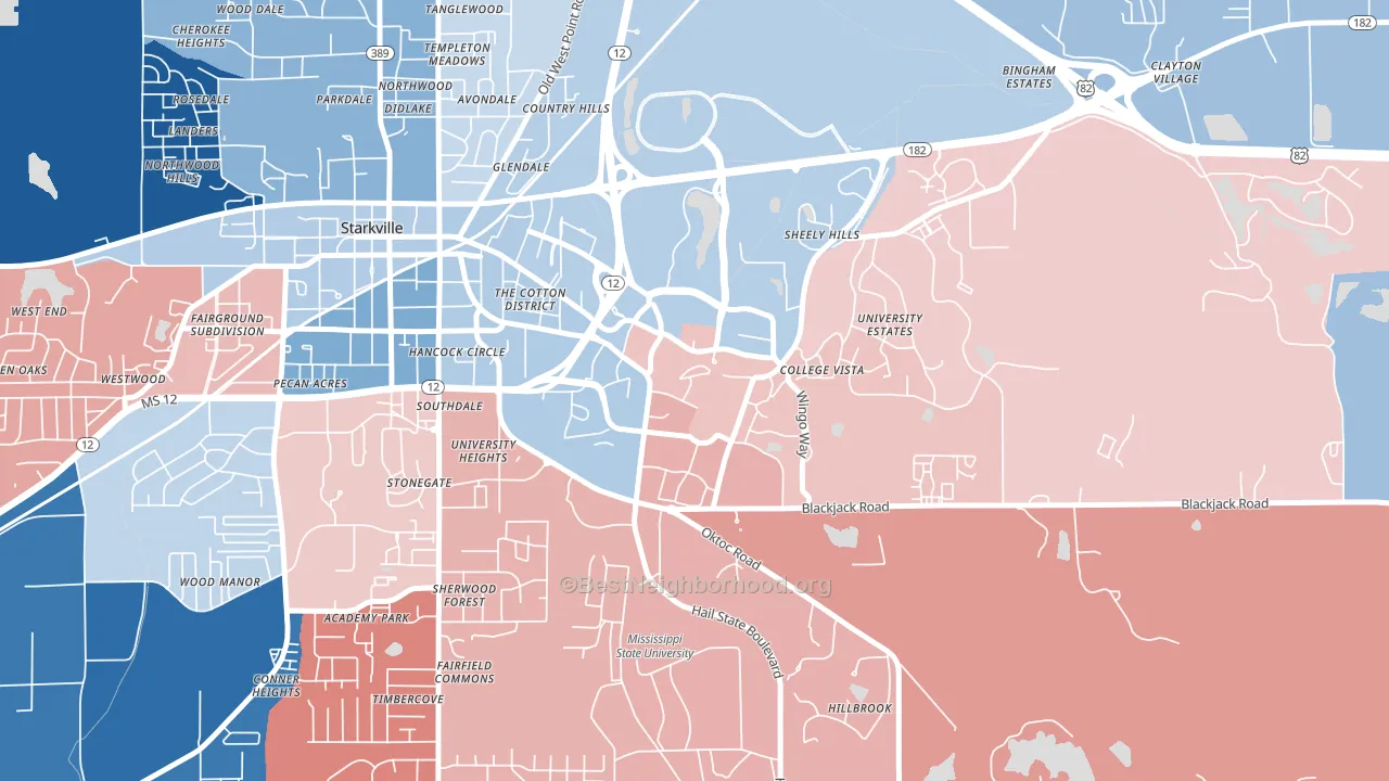39762, MS block-group political-lean map