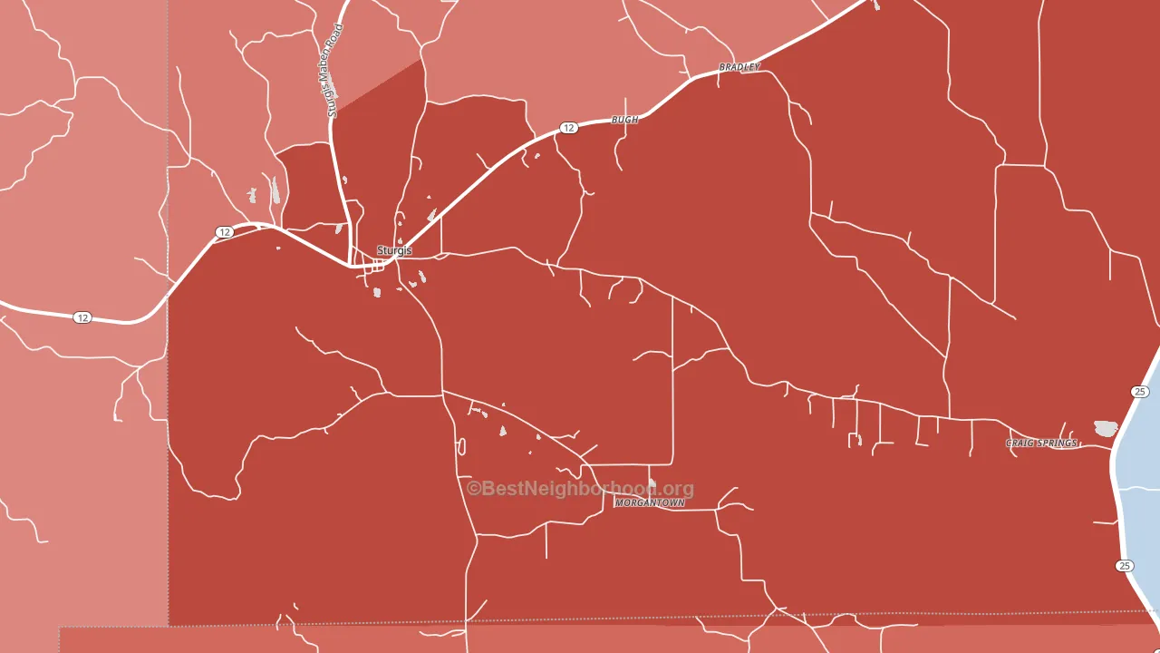 39769, MS block-group political-lean map