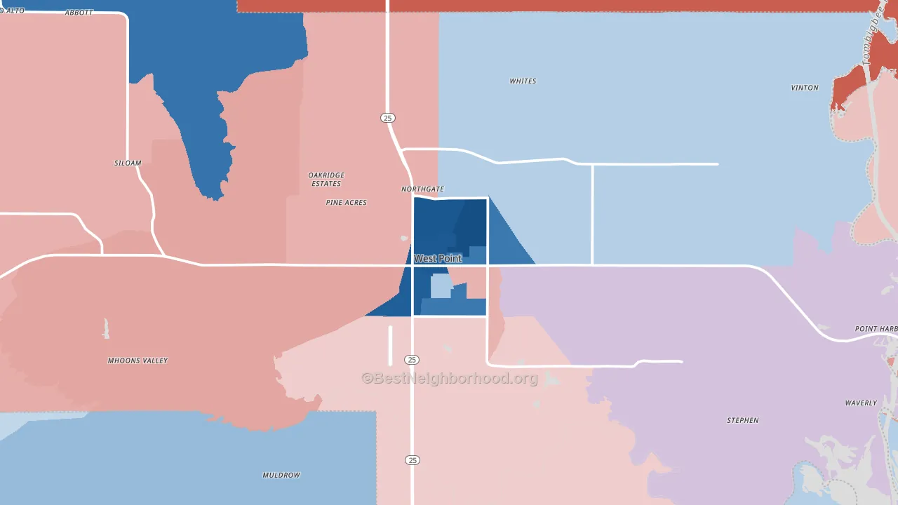 39773, MS block-group political-lean map