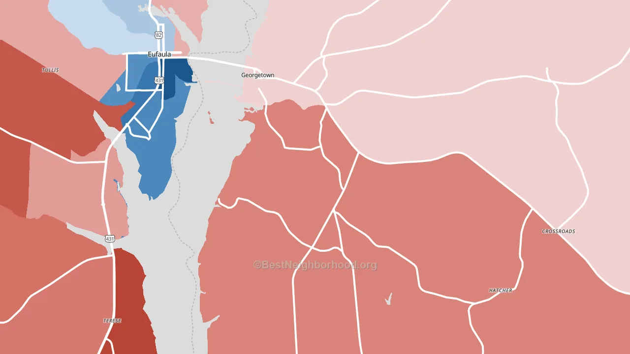 39854, GA block-group political-lean map