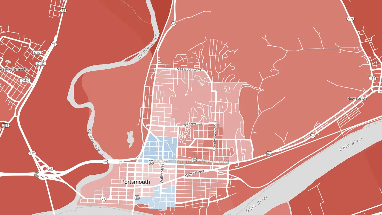 3rd Ward, Portsmouth, OH block-group political-lean map