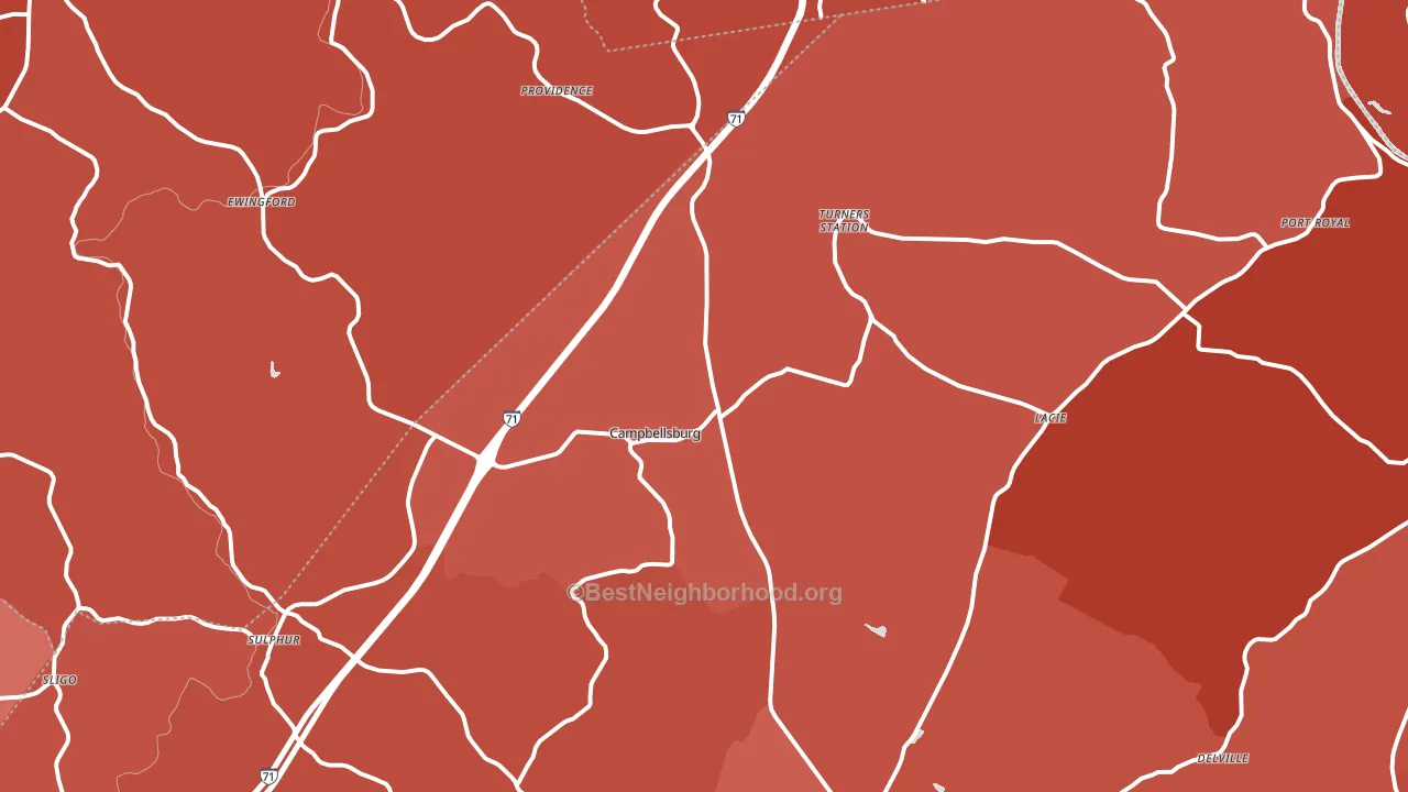 40011, KY block-group political-lean map