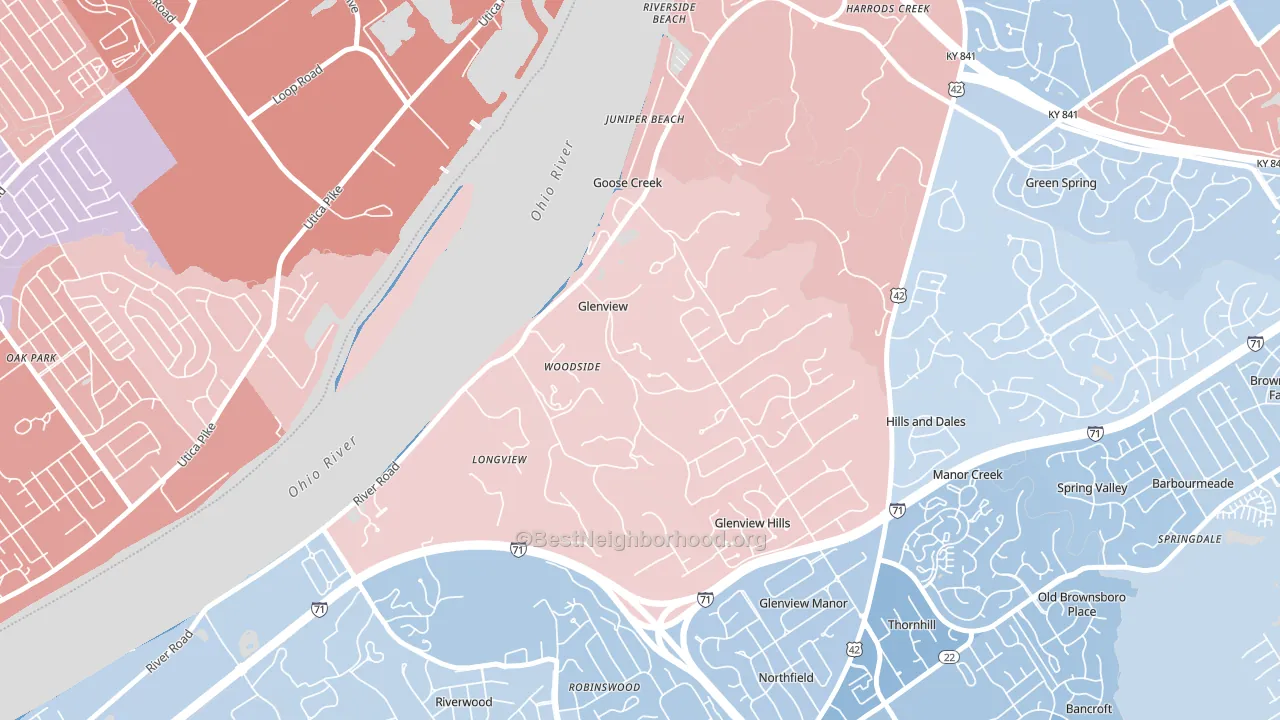 40025, KY block-group political-lean map