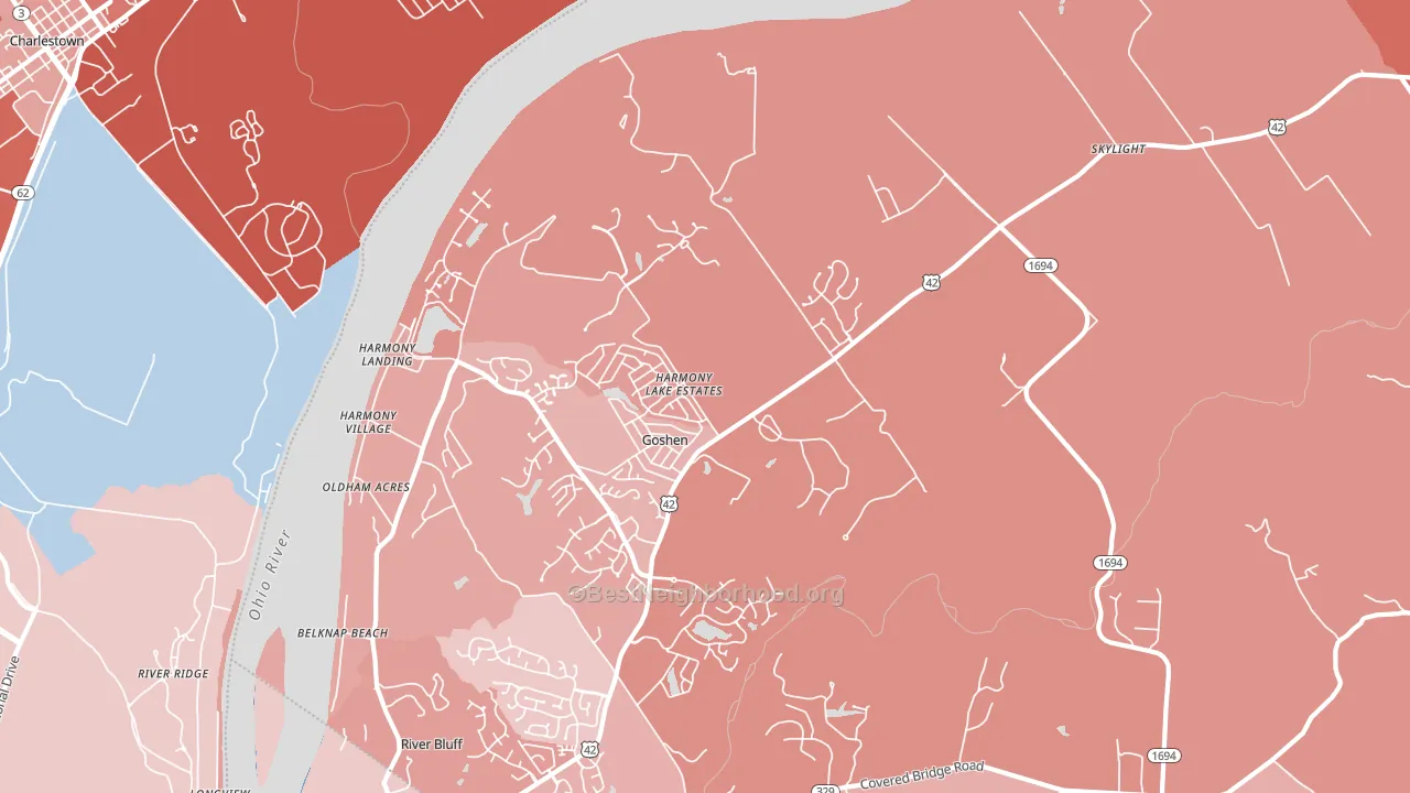 40026, KY block-group political-lean map