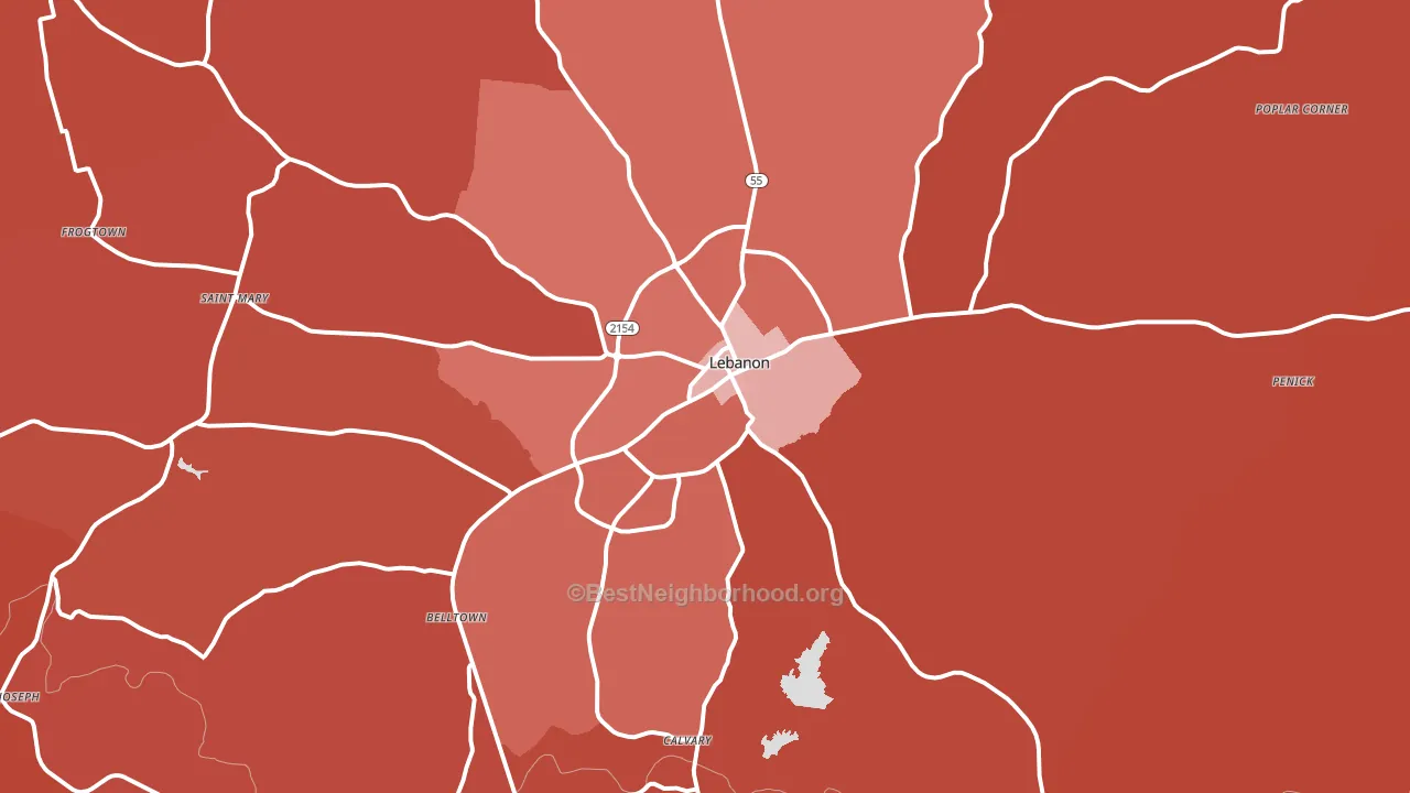 40033, KY block-group political-lean map