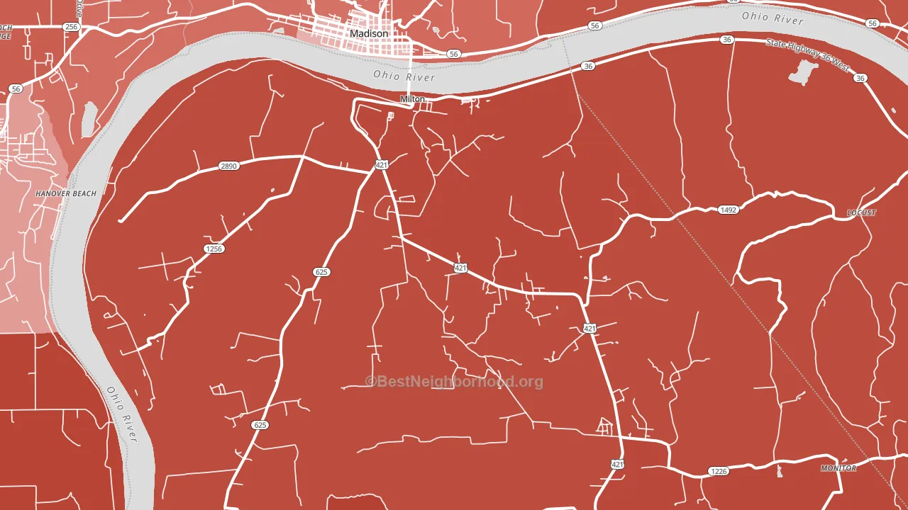 40045, KY block-group political-lean map