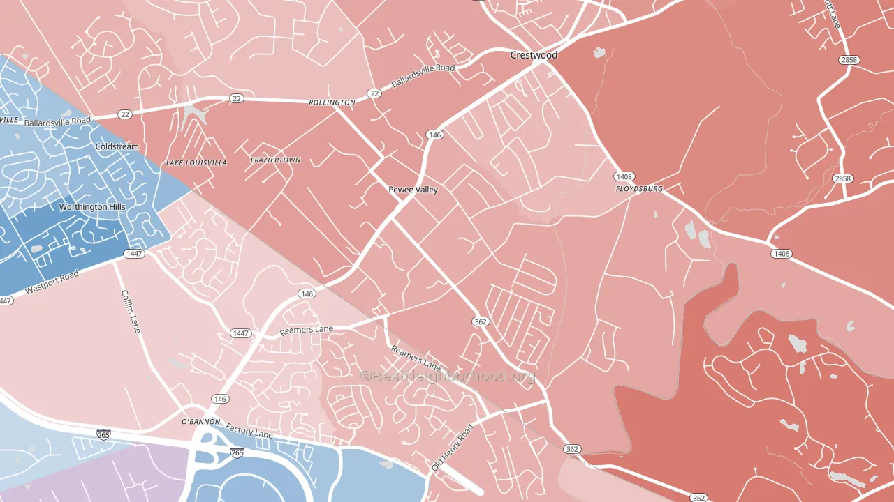 40056, KY block-group political-lean map