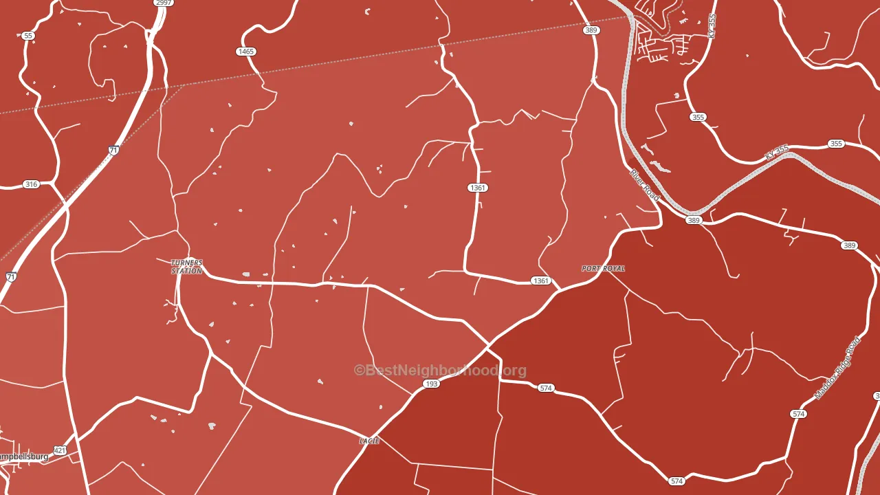 40075, KY block-group political-lean map