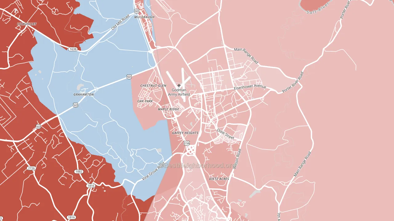 40121, KY block-group political-lean map