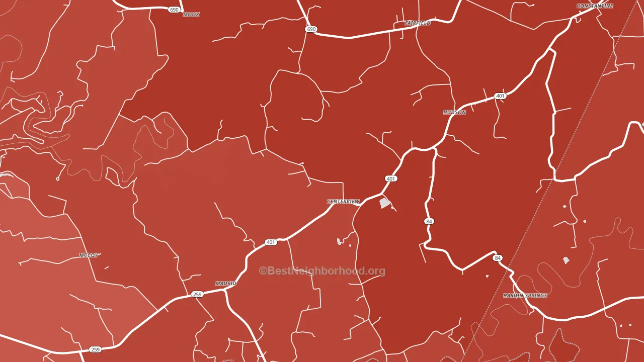 40145, KY block-group political-lean map