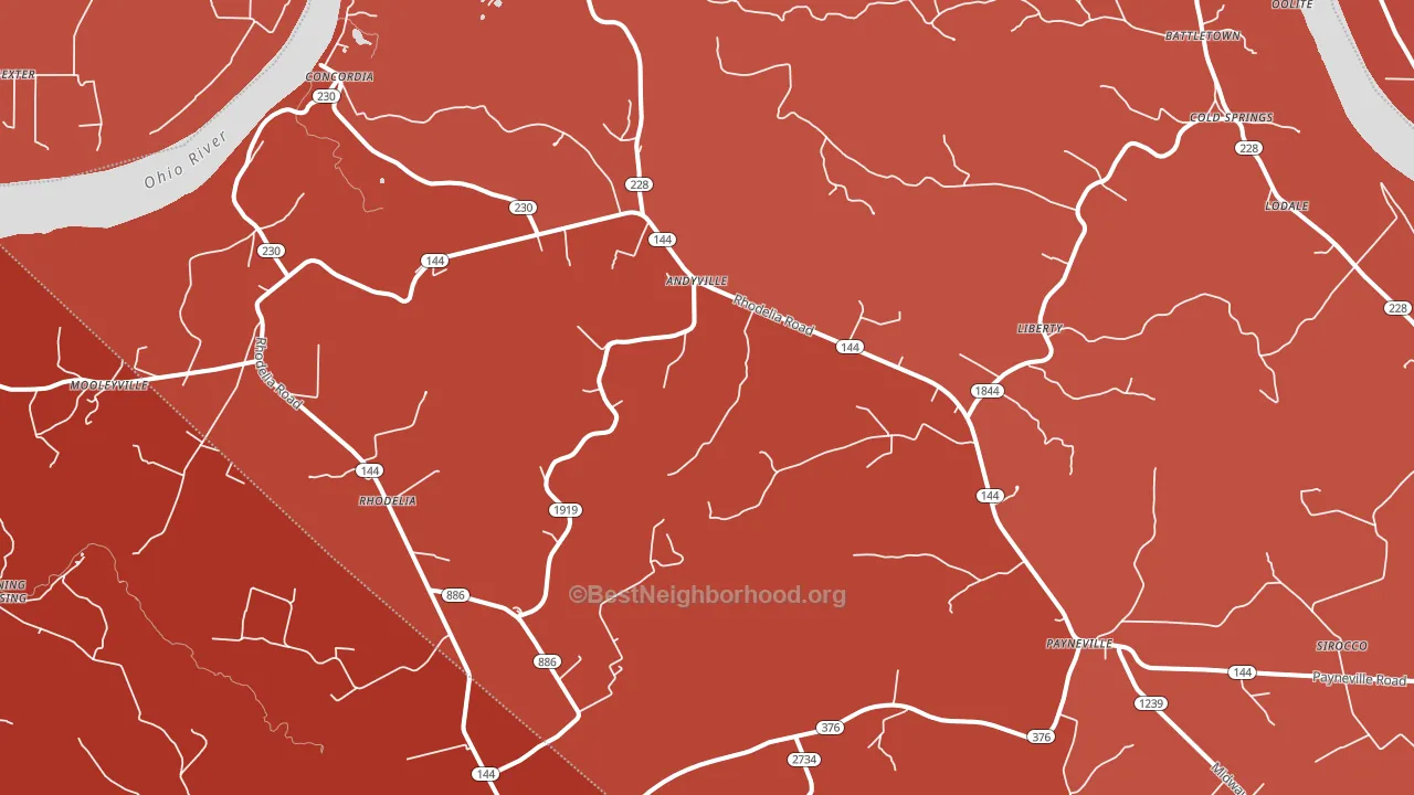 40157, KY block-group political-lean map